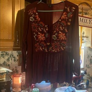 American Eagle Outfitters Burgundy Blouse